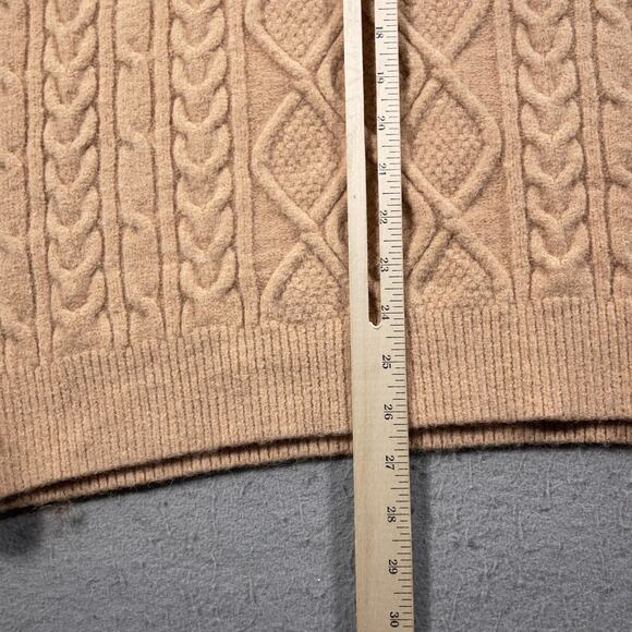 Elfric Eden Sweater‎ Mens Medium Beige Cable Knit Pullover Crewneck Chunky Warm - Picture 6 of 8